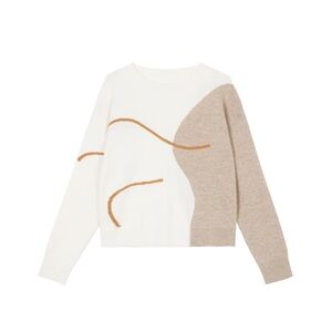 Petite Studio Cream and Tan Sweater